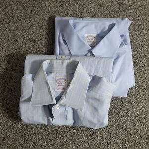 Brooks Brothers Shirt Mens Lot of 2 Sizes 15.5-34 Plain Plaid Blue Button up
